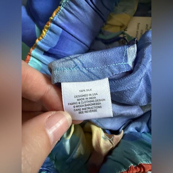 NWT Moda Baronessa Ari Short Canaria Print High Rise Belted Silk Shorts Small - Picture 8 of 9